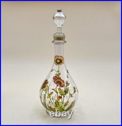 Carafe en cristal de BACCARAT décor floral émaillé 30,5 cm (vin eau verre table)