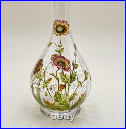 Carafe en cristal de BACCARAT décor floral émaillé 30,5 cm (vin eau verre table)