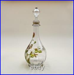 Carafe en cristal de BACCARAT décor floral émaillé 30,5 cm (vin eau verre table)