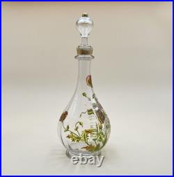 Carafe en cristal de BACCARAT décor floral émaillé 30,5 cm (vin eau verre table)