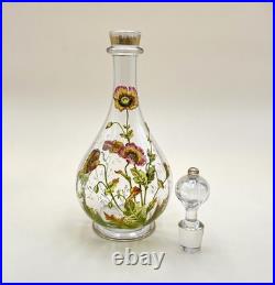 Carafe en cristal de BACCARAT décor floral émaillé 30,5 cm (vin eau verre table)