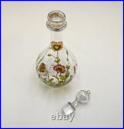 Carafe en cristal de BACCARAT décor floral émaillé 30,5 cm (vin eau verre table)