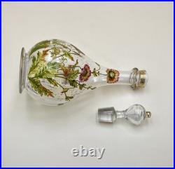Carafe en cristal de BACCARAT décor floral émaillé 30,5 cm (vin eau verre table)