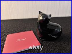 Chat assis noir en cristal de Baccarat