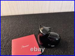 Chat assis noir en cristal de Baccarat