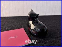 Chat assis noir en cristal de Baccarat