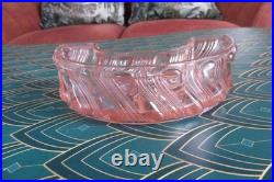 Chemin de table en cristal moulé torsadé bambou rose style BACCARAT