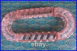 Chemin de table en cristal moulé torsadé bambou rose style BACCARAT