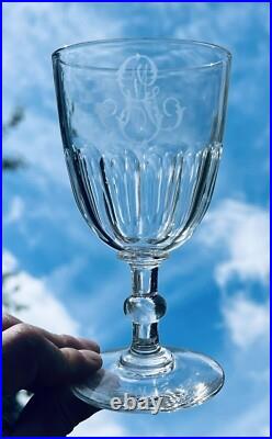 Clichy 6 Weingläser Verres A Vin Cristal Taille Cotes Plates Monogramme Baccarat