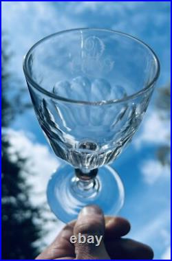 Clichy 6 Weingläser Verres A Vin Cristal Taille Cotes Plates Monogramme Baccarat