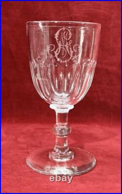 Clichy 6 Weingläser Verres A Vin Cristal Taille Cotes Plates Monogramme Baccarat