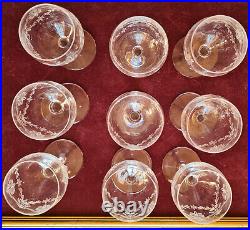 Cristal BACCARAT 9 verres à porto modèle BEAUHARNAIS forme gondole H= 12 cm
