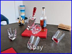 Cristal Baccarat, collection Projection rouge. En coffret, 1 carafe et 4 verres