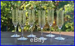 Cristal de Baccarat Capri Montaigne Optic 6 flûtes à Champagne Signées Crystal