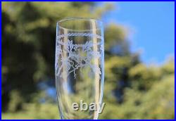 Cristal gravé de Baccarat 6 flûtes à Champagne Signées 6 engraved crystal Flutes Cristal gravé de Baccarat 6 flûtes à Champagne Signées 6 engraved crystal Flutes