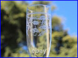 Cristal gravé de Baccarat 6 flûtes à Champagne Signées 6 engraved crystal Flutes Cristal gravé de Baccarat 6 flûtes à Champagne Signées 6 engraved crystal Flutes