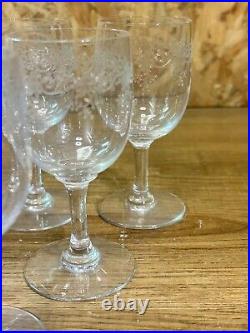Cristallerie baccarat, modèle Sévigné, série de 6 verres ancien, 11 cm