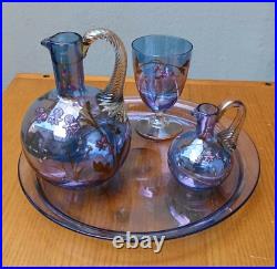 Ensemble Baccarat en cristal irisé bleu Art nouveau, 1900