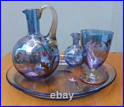 Ensemble Baccarat en cristal irisé bleu Art nouveau, 1900