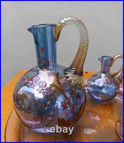 Ensemble Baccarat en cristal irisé bleu Art nouveau, 1900