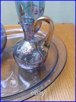 Ensemble Baccarat en cristal irisé bleu Art nouveau, 1900