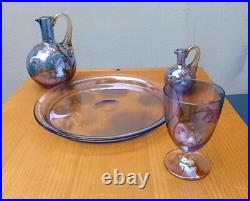 Ensemble Baccarat en cristal irisé bleu Art nouveau, 1900