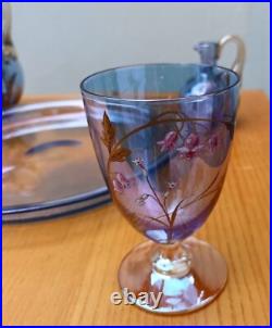 Ensemble Baccarat en cristal irisé bleu Art nouveau, 1900