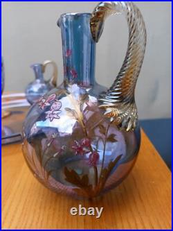 Ensemble Baccarat en cristal irisé bleu Art nouveau, 1900