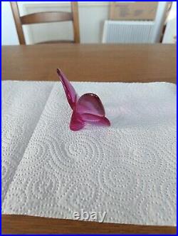 Figurine Presse Papier Papillon Rose Violet En Cristal De Baccarat