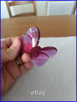 Figurine Presse Papier Papillon Rose Violet En Cristal De Baccarat