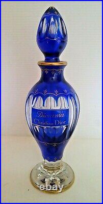 Flacon De Parfum Cristal Bleu Et Dore Taille Baccarat France Modele De 1949