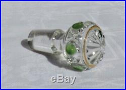 Flacon En Cristal De Baccarat Modele Diamants Pierreries Vert Et Or 12 CM