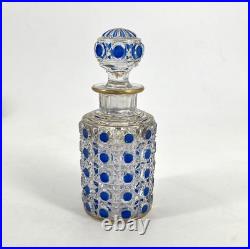 Flacon à parfum signé BACCARAT cristal BLEU modèle DIAMANTS PIERRERIES 14 cm