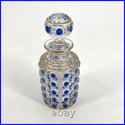 Flacon à parfum signé BACCARAT cristal BLEU modèle DIAMANTS PIERRERIES 14 cm