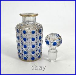 Flacon à parfum signé BACCARAT cristal BLEU modèle DIAMANTS PIERRERIES 14 cm