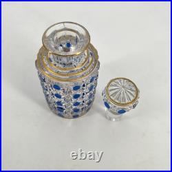 Flacon à parfum signé BACCARAT cristal BLEU modèle DIAMANTS PIERRERIES 14 cm