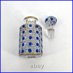 Flacon à parfum signé BACCARAT cristal BLEU modèle DIAMANTS PIERRERIES 14 cm