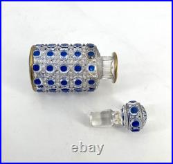 Flacon à parfum signé BACCARAT cristal BLEU modèle DIAMANTS PIERRERIES 14 cm