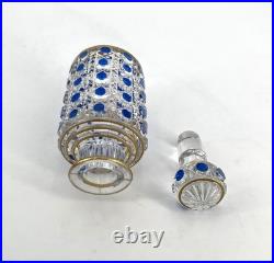 Flacon à parfum signé BACCARAT cristal BLEU modèle DIAMANTS PIERRERIES 14 cm
