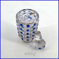 Flacon à parfum signé BACCARAT cristal BLEU modèle DIAMANTS PIERRERIES 14 cm