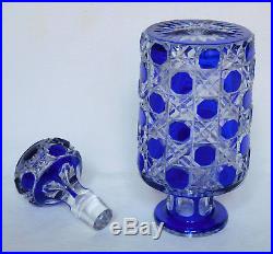 Flacon de toilette en CRISTAL DE BACCARAT modèle Diamants Pierreries doublé bleu