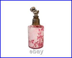 Flacon vaporisateur parfum ancien cristal de Baccarat gravé à l'acide églantier