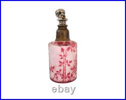 Flacon vaporisateur parfum ancien cristal de Baccarat gravé à l'acide églantier