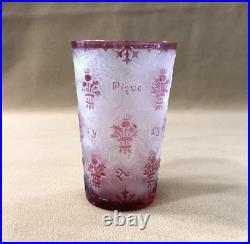 Gobelet en cristal gravé à l'acide BACCARAT décor de chardons NANCY 8,8 cm Verre