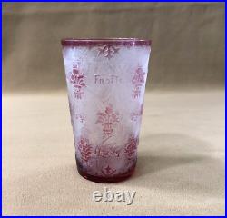 Gobelet en cristal gravé à l'acide BACCARAT décor de chardons NANCY 8,8 cm Verre