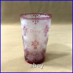 Gobelet en cristal gravé à l'acide BACCARAT décor de chardons NANCY 8,8 cm Verre