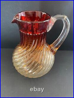 Grand Pichet / Broc de toilette en Cristal de BACCARAT modèle BAMBOU / Vers 1890