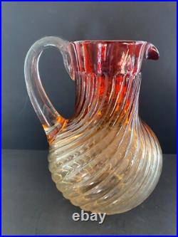 Grand Pichet / Broc de toilette en Cristal de BACCARAT modèle BAMBOU / Vers 1890