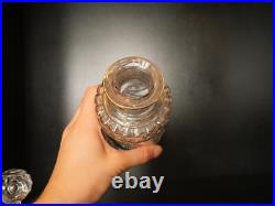 Grand flacon carafe parfum cristal mouler Baccarat Russe or service de toilette