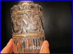 Grand flacon carafe parfum cristal mouler Baccarat Russe or service de toilette